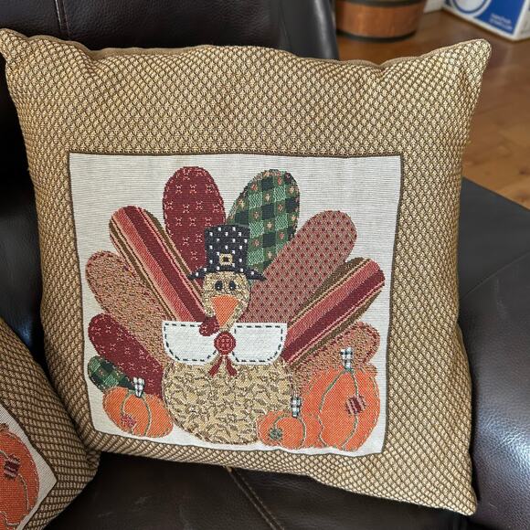 2 Mount Vernon Mills Thanksgiving Turkey Tapestry Throw Pillow - Picture 3 of 7